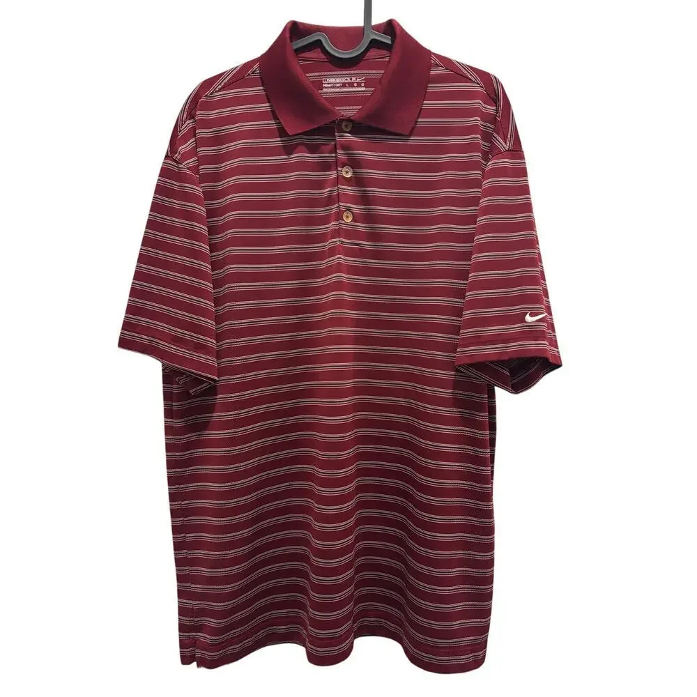 Nike‎ Golf Tour Performance Polo Shirt Men's Large Striped Dri Fit